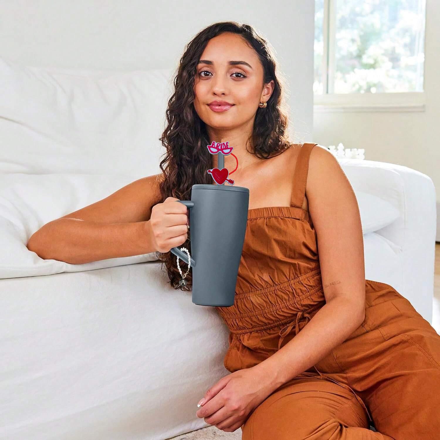 Wholesale Valentine's Day Creative Cartoon Double Head Straw Cap temu Cartoon Milk Tea Drink Straw Sleeve Plastic Straw Plug